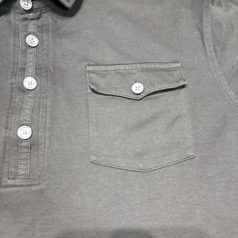 Banana Republic Polo Shirt‎ Mens XL Charcoal Gray Short Sleeve Utility Pockets